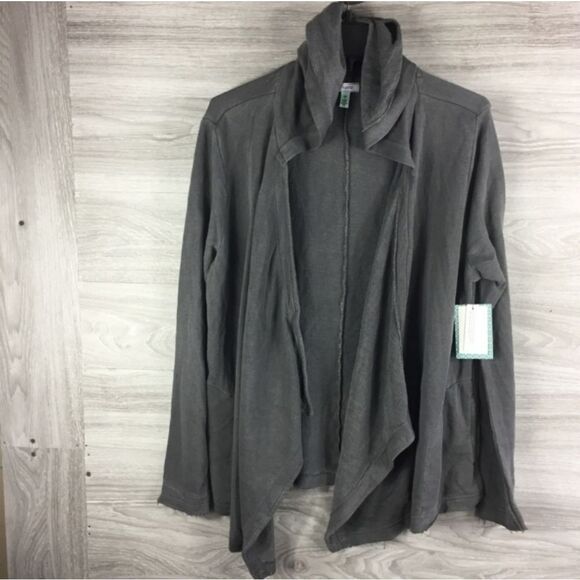 SUSINA Gray Drape Knit Hooded Cardigan size M - Picture 4 of 7